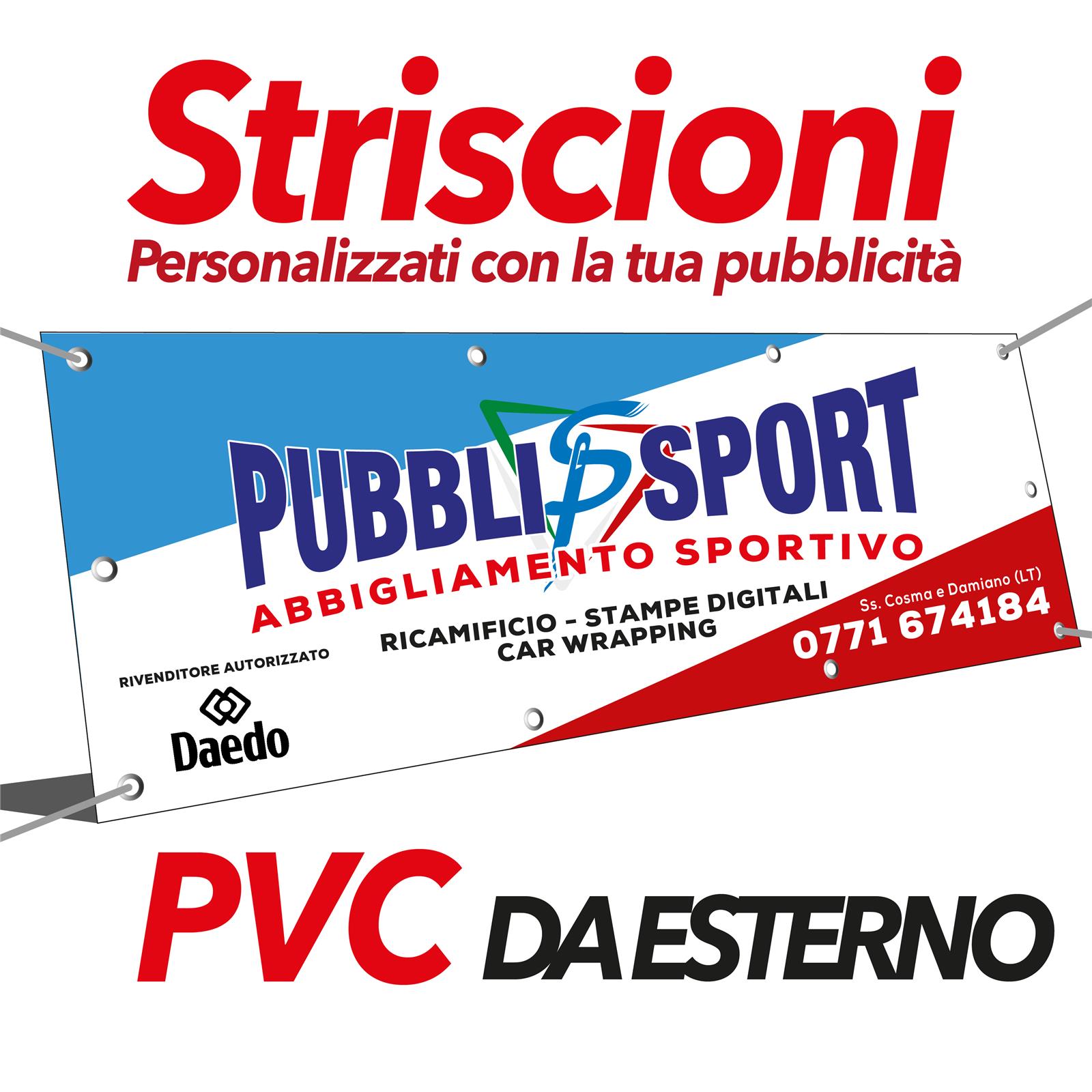 PubbliSport STRISCIONE DA ESTERNO IN PVC SPALMATO OCCHIELLATO (5 X 1 METRI - BIANCO)