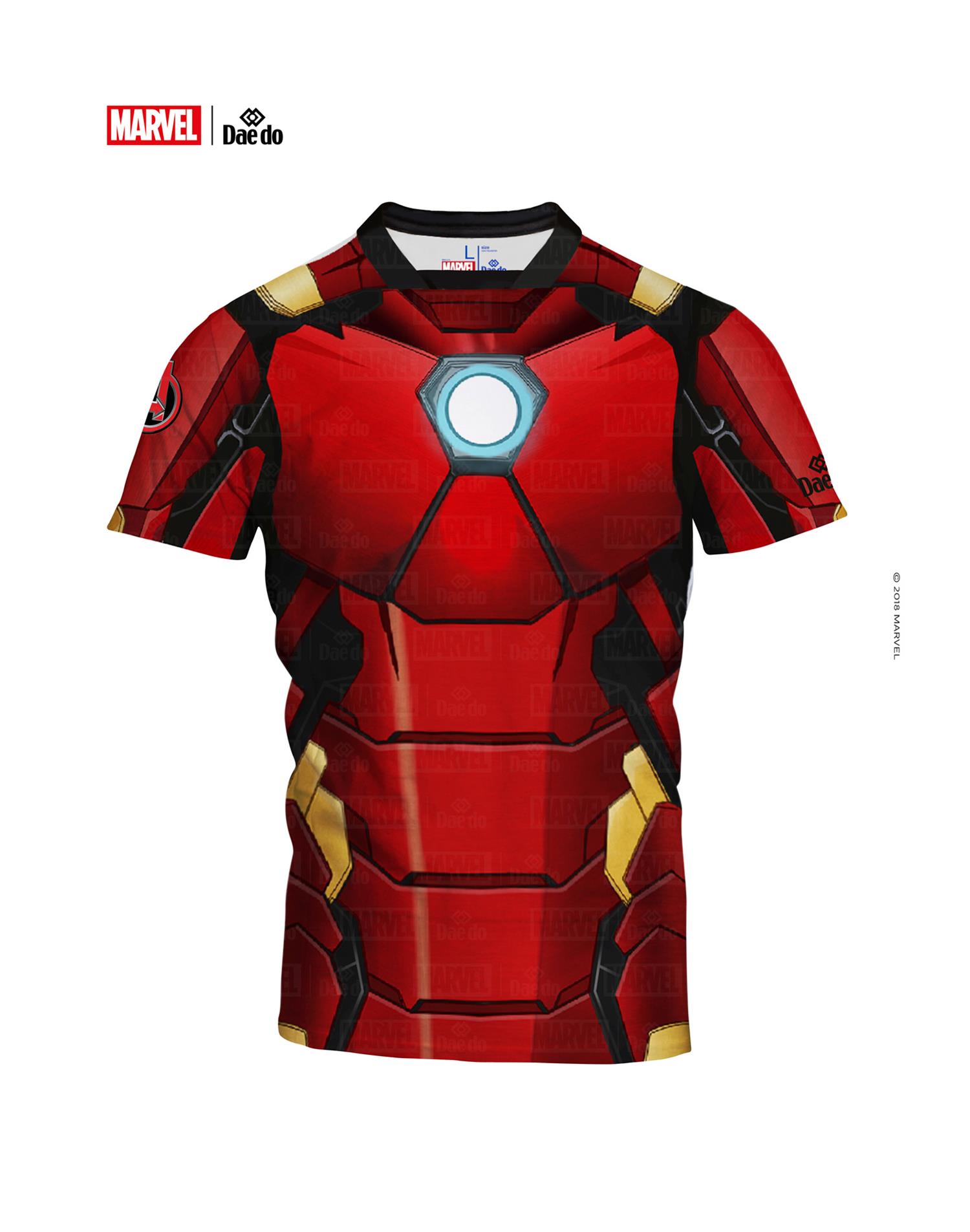 Dae Do Maglietta Iron Man Full Print Slim Fit (6 - ROSSO NERO)